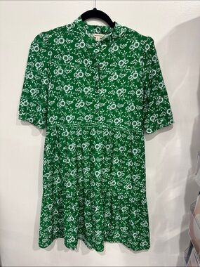 Max Studio Emerald Green Floral Button-Front Dress